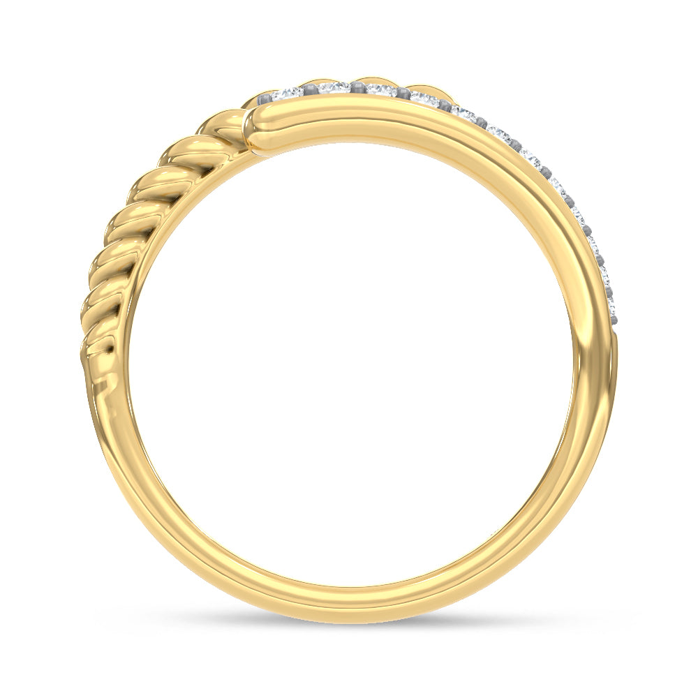 10K Two-Tone 1/6 ct. tw. Lab Grown Diamond Bypass Ring, close-up of the diamond setting