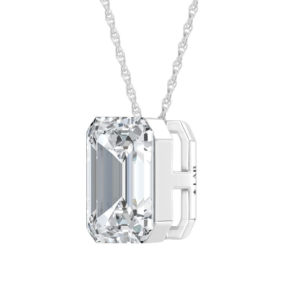 14K White Gold Lab Grown Diamond 1 Ct.Tw. Emerald Shape Slider Pendant  Picasso Gold & Diamond Jewelry