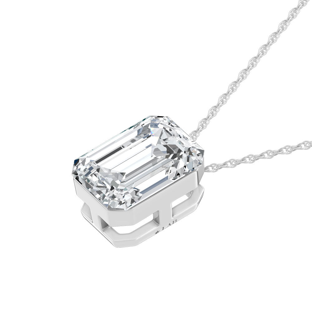 14K White Gold Lab Grown Diamond 1 Ct.Tw. Emerald Shape Slider Pendant  Picasso Gold & Diamond Jewelry