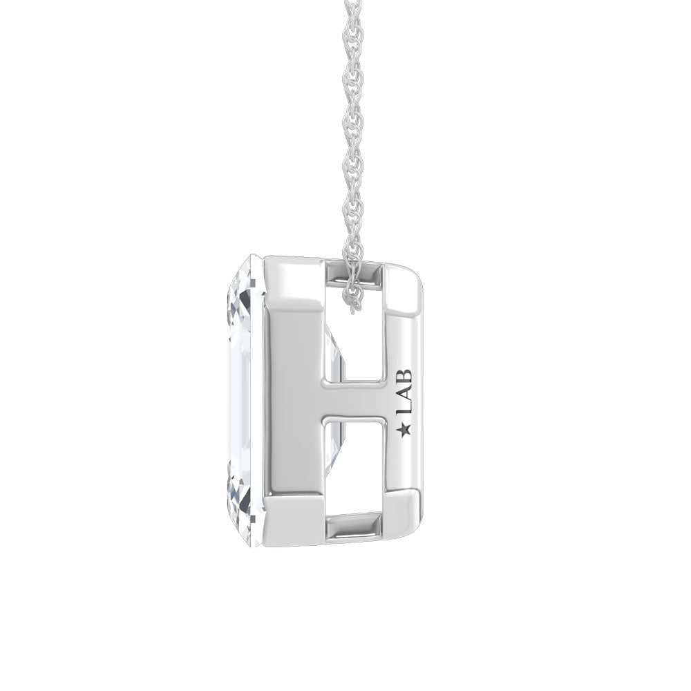 14K White Gold Lab Grown Diamond 1 Ct.Tw. Emerald Shape Slider Pendant  Picasso Gold & Diamond Jewelry