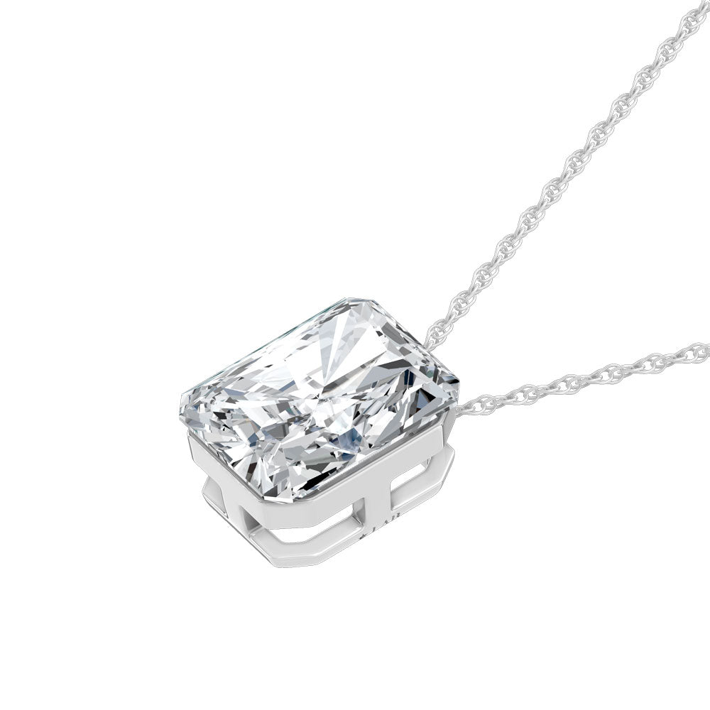 14K White Gold Lab Grown Diamond 1 Ct.Tw. Elongated Radiant Slider Pendant  Picasso Gold & Diamond Jewelry