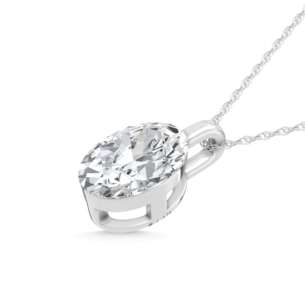 14K White Gold Lab Grown Diamond 1/2 Ct.Tw. Oval Shape Pendant With Stiff Bail  Picasso Gold & Diamond Jewelry