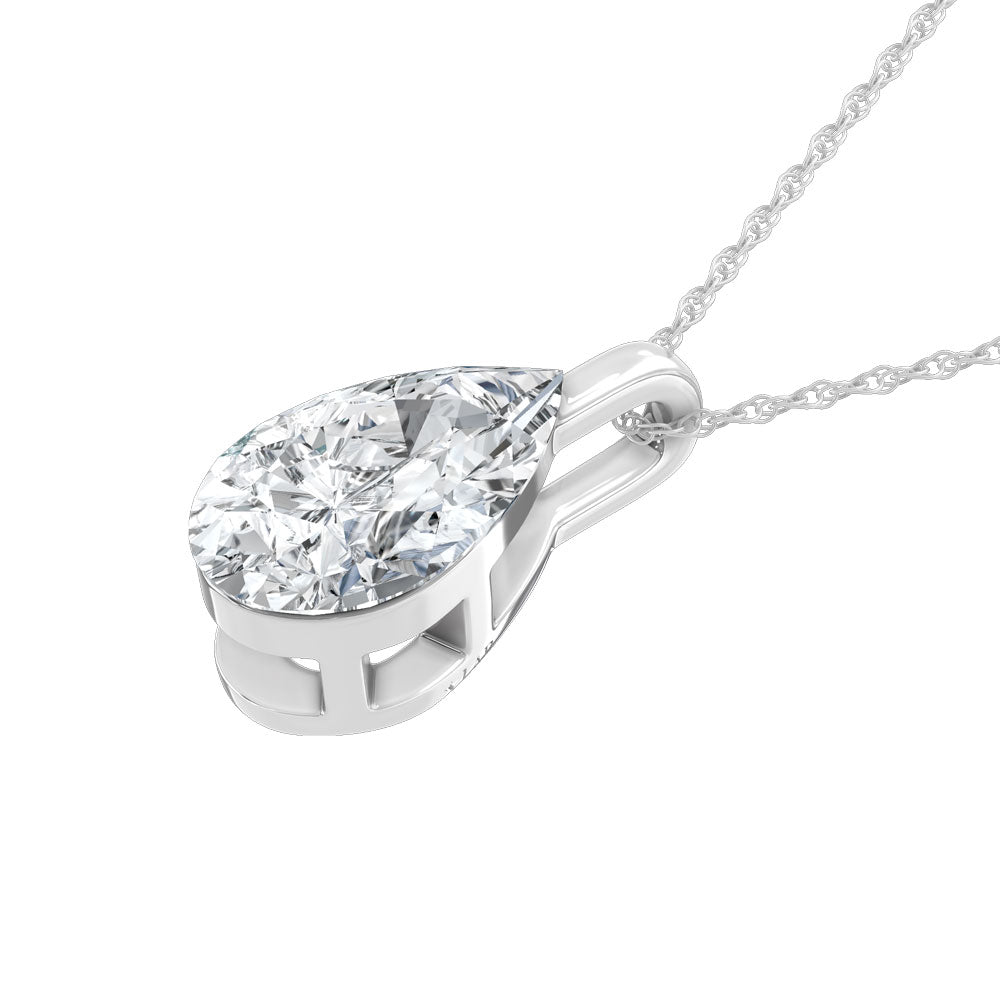 14K White Gold Lab Grown Diamond 1/2 Ct.Tw. Pear Shape Pendant With Stiff Bail  Picasso Gold & Diamond Jewelry