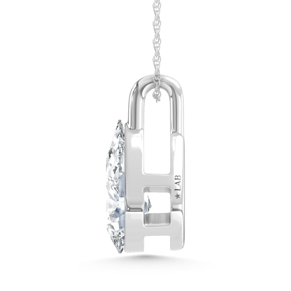 14K White Gold Lab Grown Diamond 1/2 Ct.Tw. Pear Shape Pendant With Stiff Bail  Picasso Gold & Diamond Jewelry