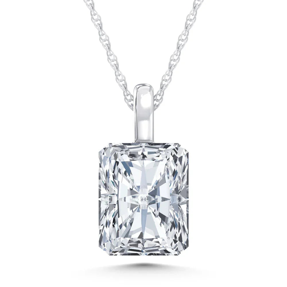 14K White Gold Lab Grown Diamond 1/2 Ct.Tw. Elongated Radiant Pendant With Stiff Bail  Picasso Gold & Diamond Jewelry