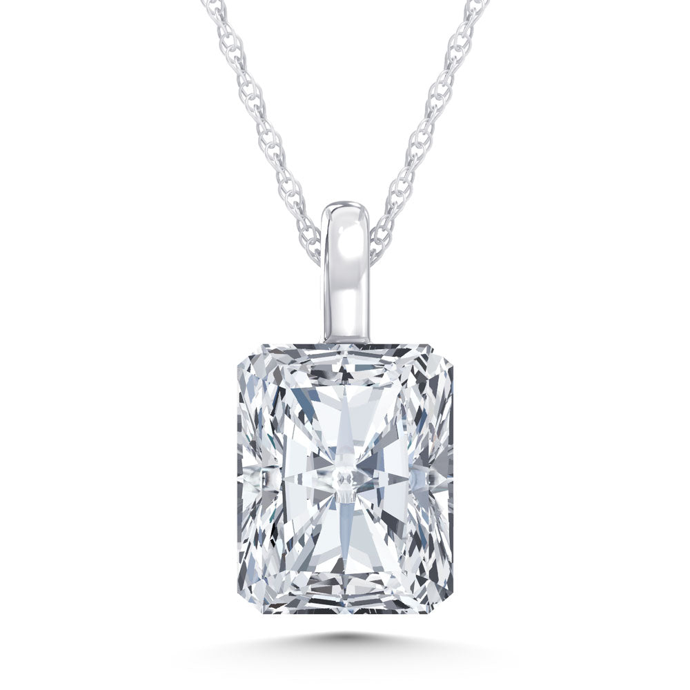 14K White Gold Lab Grown Diamond 1/2 Ct.Tw. Elongated Radiant Pendant With Stiff Bail  Picasso Gold & Diamond Jewelry