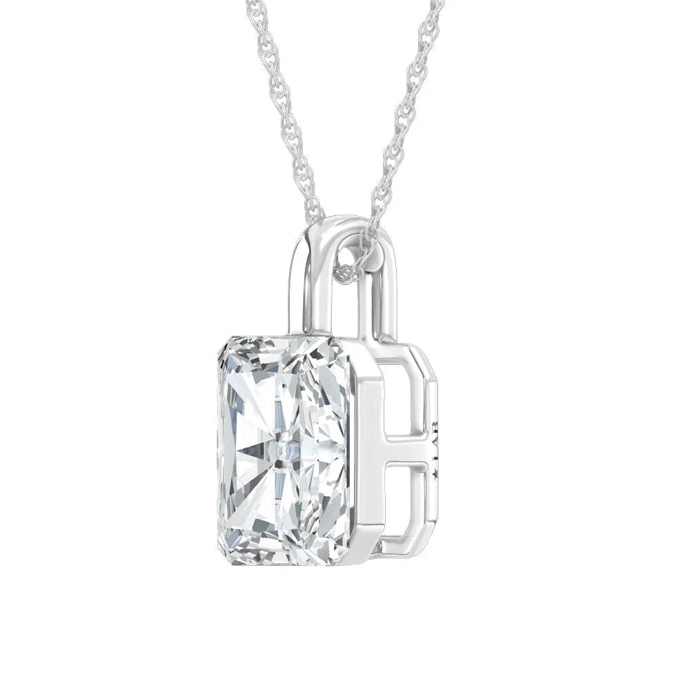14K White Gold Lab Grown Diamond 1/2 Ct.Tw. Elongated Radiant Pendant With Stiff Bail  Picasso Gold & Diamond Jewelry