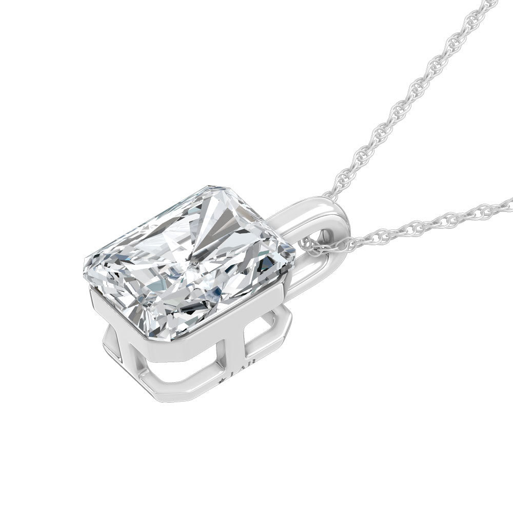 14K White Gold Lab Grown Diamond 1/2 Ct.Tw. Elongated Radiant Pendant With Stiff Bail  Picasso Gold & Diamond Jewelry