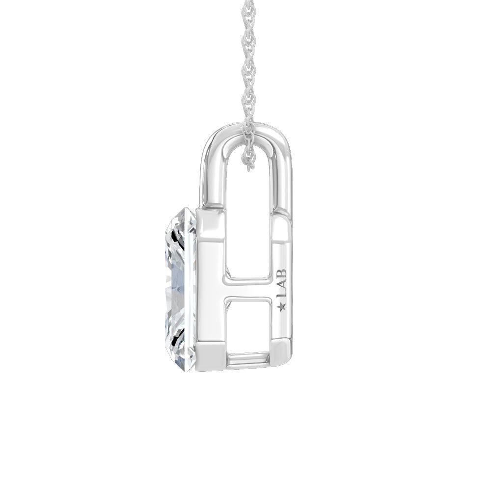 14K White Gold Lab Grown Diamond 1/2 Ct.Tw. Elongated Radiant Pendant With Stiff Bail  Picasso Gold & Diamond Jewelry