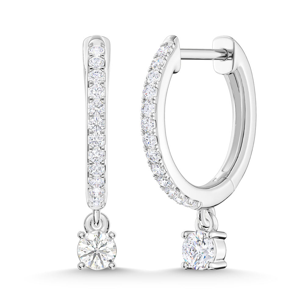 10K White Gold Lab Grown Diamond 1/4 Ct.Tw. Hoop Earrings