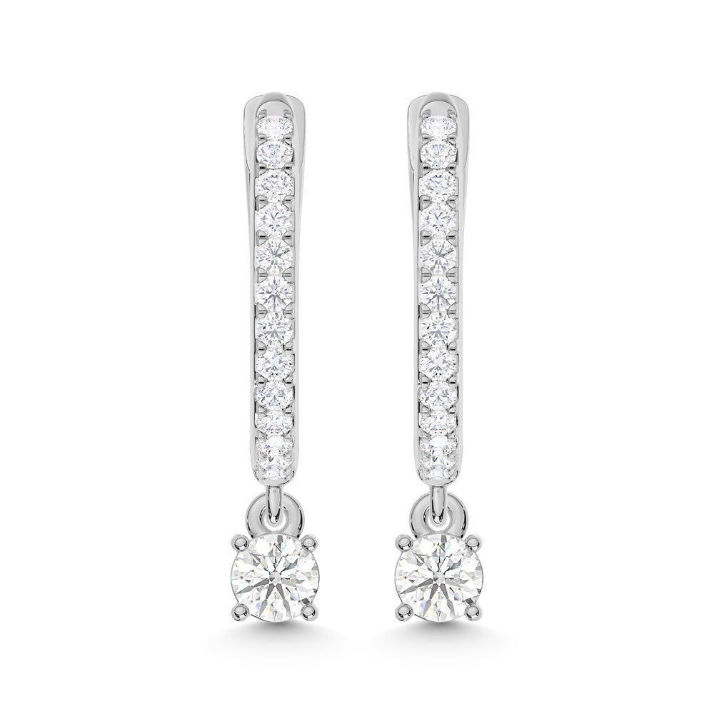 10K White Gold Lab Grown Diamond 1/4 Ct.Tw. Hoop Earrings