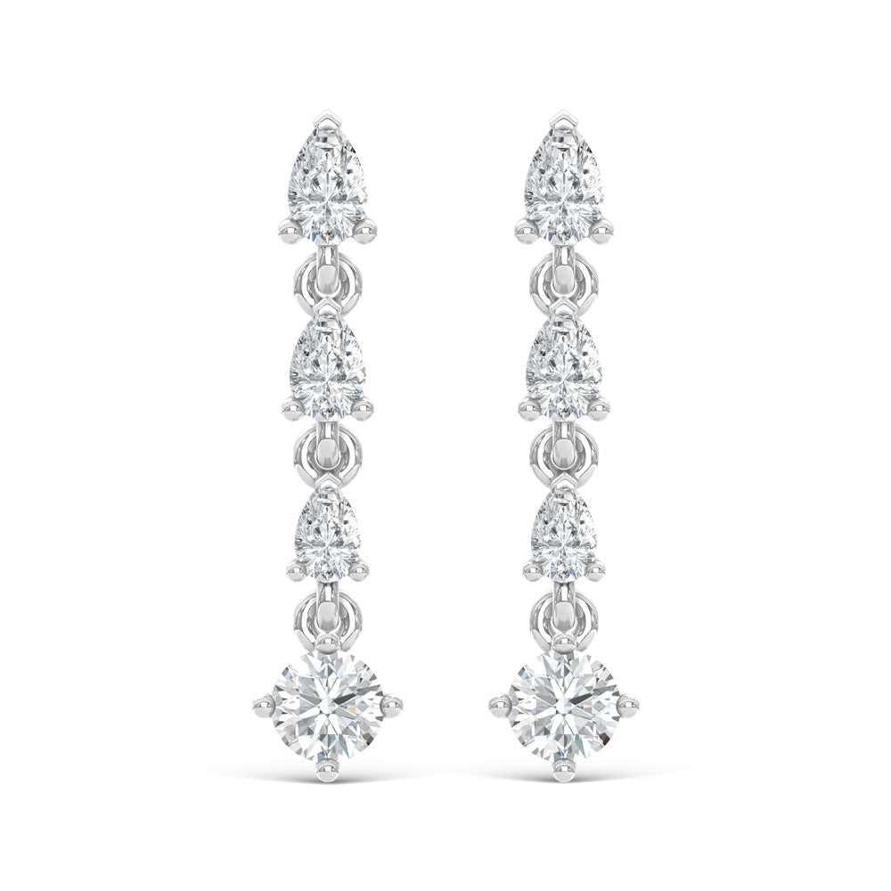 14K White Gold Lab Grown Diamond 5/8 Ct.Tw. Dangler Earrings  Picasso Gold & Diamond Jewelry