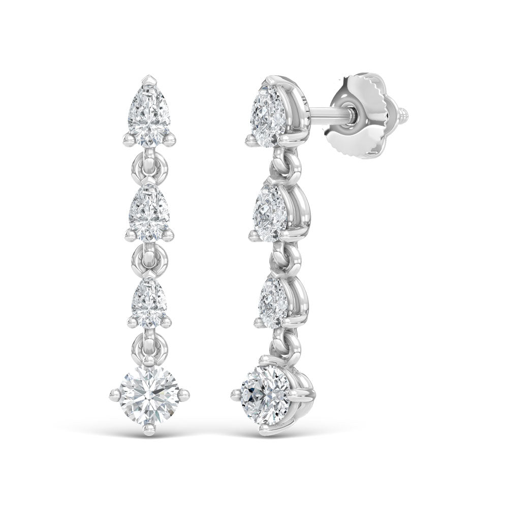 14K White Gold Lab Grown Diamond 5/8 Ct.Tw. Dangler Earrings  Picasso Gold & Diamond Jewelry