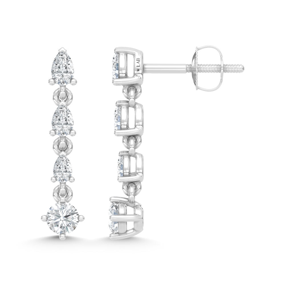 14K White Gold Lab Grown Diamond 5/8 Ct.Tw. Dangler Earrings  Picasso Gold & Diamond Jewelry