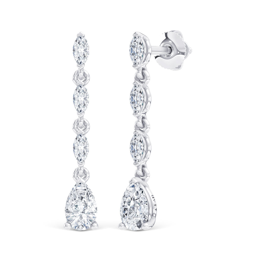 14K White Gold Lab Grown Diamond 1 Ct.Tw. Dangler Earrings  Picasso Gold & Diamond Jewelry