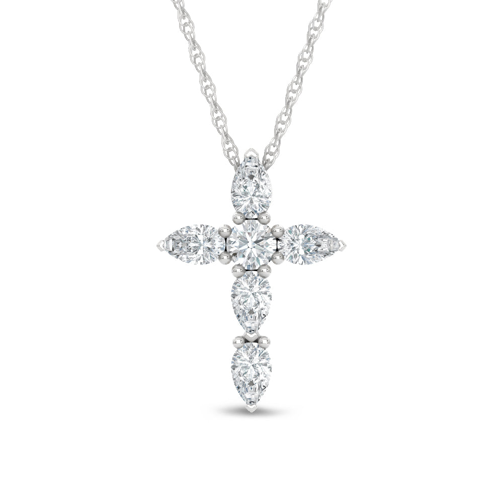 14K White Gold Lab Grown Diamond  1 Ct.Tw. Cross Pendant
