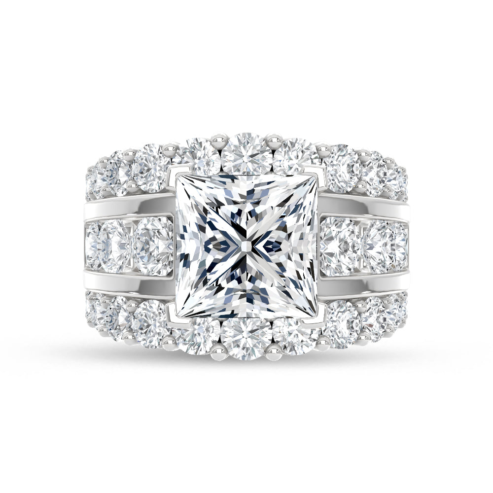 14K White Gold Lab Grown Diamond  9 Ct.Tw. Princess Shape Engagement Ring