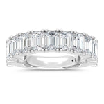 14K White Gold Lab Grown Diamond Emerald Cut Shape 4 Ct.Tw. Half Way Band  Picasso Gold & Diamond Jewelry