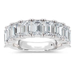 14K White Gold Lab Grown Diamond Emerald Cut Shape 5 Ct.Tw. Half Way Band  Picasso Gold & Diamond Jewelry