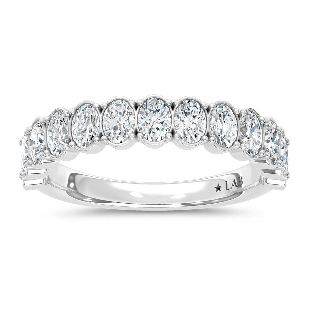 14K White Gold Lab Grown Diamond 1 3/4 ct. tw. Oval Shape Wedding Band | Picasso Gold & Diamond