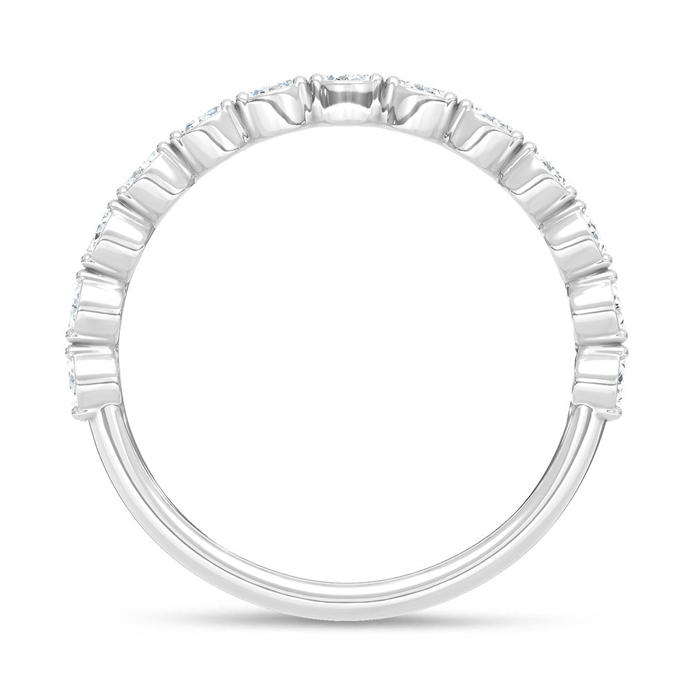 14K White Gold Lab Grown Diamond 1 3/4 ct. tw. Oval Shape Wedding Band, close-up of the diamond setting