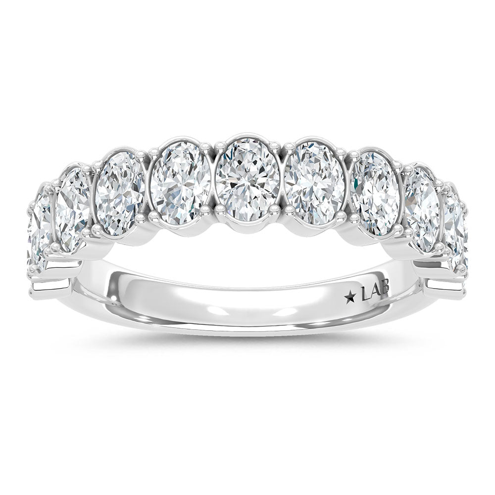 14K White Gold Lab Grown Diamond 2 1/4 ct. tw. Oval Shape Wedding Band | Picasso Gold & Diamond
