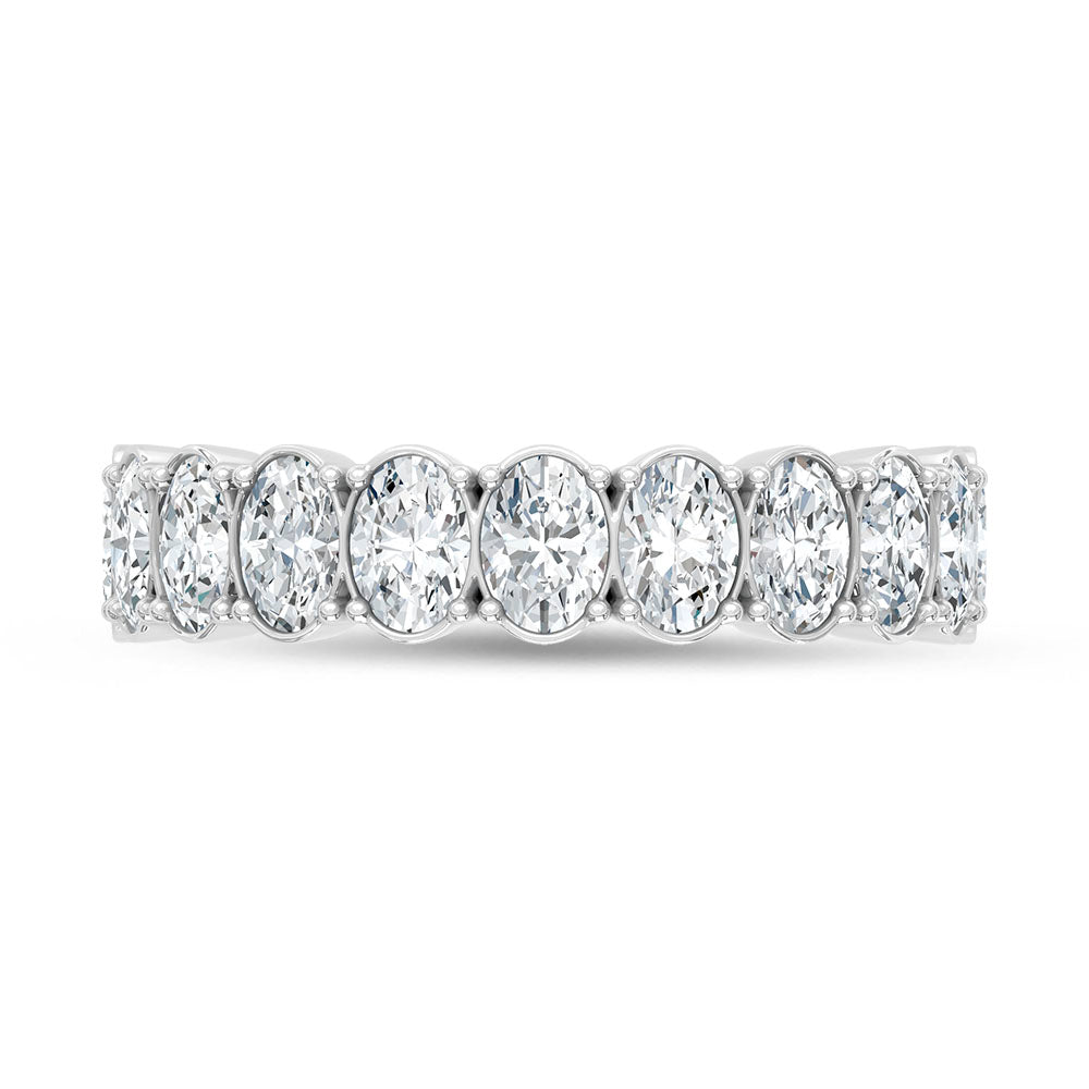 14K White Gold Lab Grown Diamond 2 1/4 ct. tw. Oval Shape Wedding Band, side profile view showing the band
