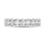 14K White Gold Lab Grown Diamond 2 1/4 ct. tw. Oval Shape Wedding Band, side profile view showing the band
