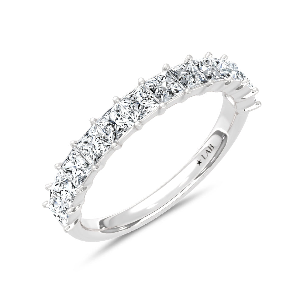 14K White Gold Lab Grown Diamond  1 1/4 Ct.Tw. Princess Band  Picasso Gold & Diamond Jewelry