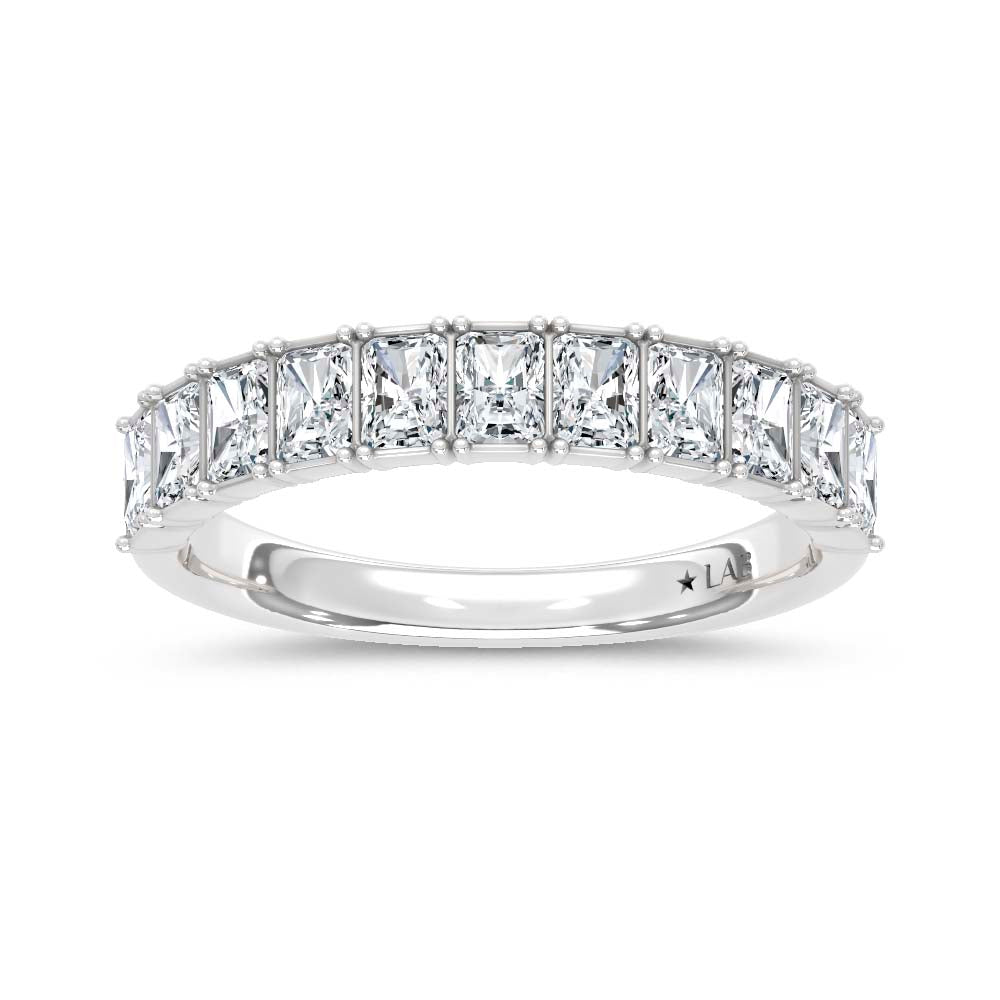 14K White Gold Lab Grown Diamond Radiant Cut Shape 1 1/2 Ct.Tw. Half Way Band  Picasso Gold & Diamond Jewelry