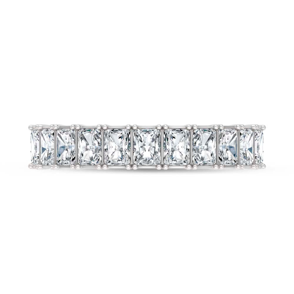 14K White Gold Lab Grown Diamond Radiant Cut Shape 1 1/2 Ct.Tw. Half Way Band  Picasso Gold & Diamond Jewelry