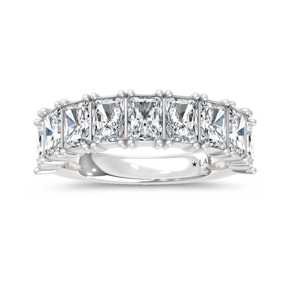 14K White Gold Lab Grown Diamond Radiant Cut Shape 3 Ct.Tw. Half Way Band  Picasso Gold & Diamond Jewelry