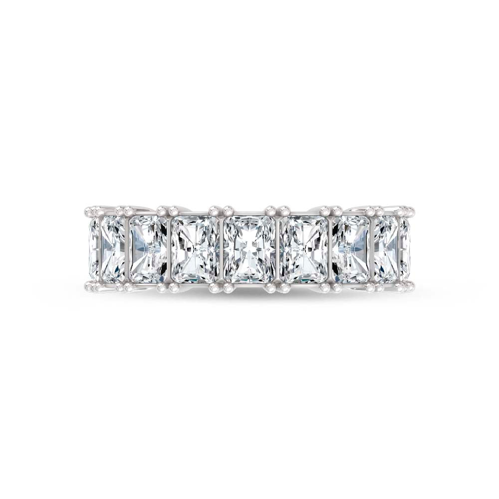 14K White Gold Lab Grown Diamond Radiant Cut Shape 3 Ct.Tw. Half Way Band  Picasso Gold & Diamond Jewelry