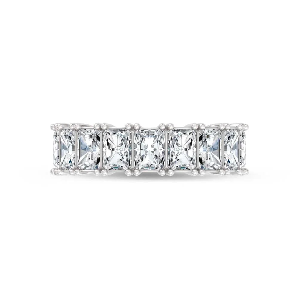 14K White Gold Lab Grown Diamond Radiant Cut Shape 3 Ct.Tw. Half Way Band  Picasso Gold & Diamond Jewelry