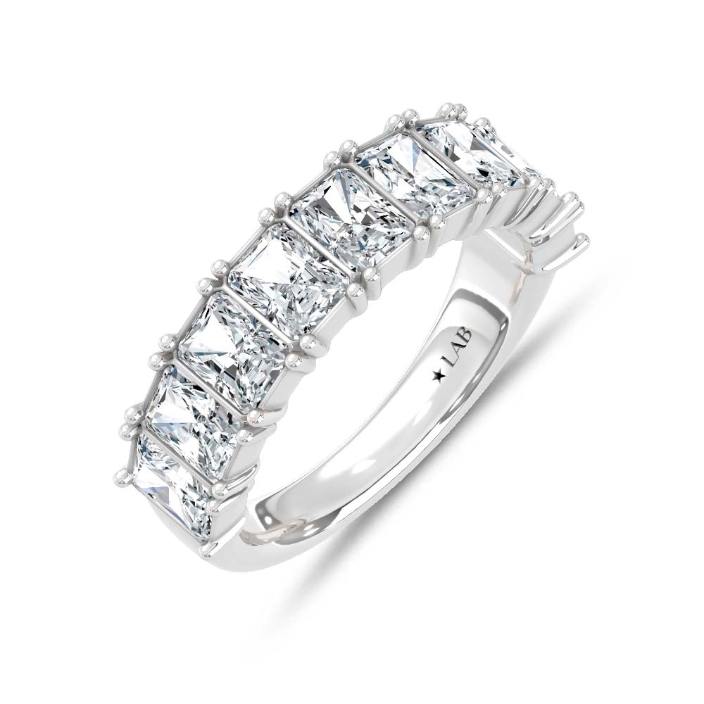 14K White Gold Lab Grown Diamond Radiant Cut Shape 3 Ct.Tw. Half Way Band  Picasso Gold & Diamond Jewelry