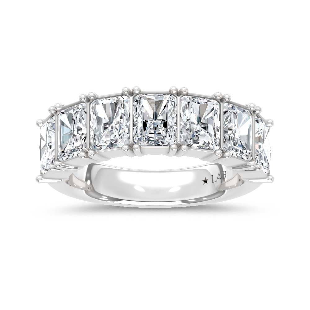 14K White Gold Lab Grown Diamond Radiant Cut Shape 4 Ct.Tw. Half Way Band  Picasso Gold & Diamond Jewelry