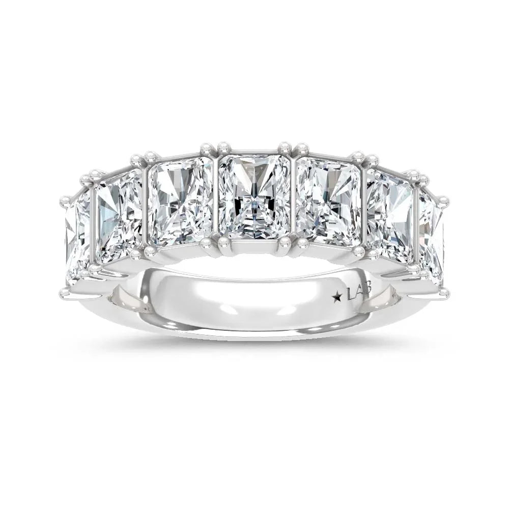 14K White Gold Lab Grown Diamond Radiant Cut Shape 4 Ct.Tw. Half Way Band  Picasso Gold & Diamond Jewelry