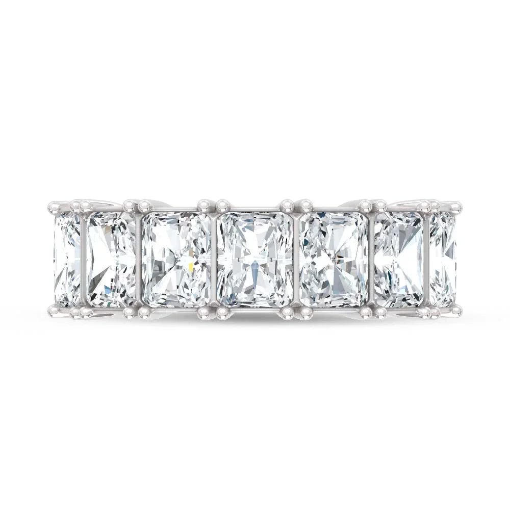 14K White Gold Lab Grown Diamond Radiant Cut Shape 4 Ct.Tw. Half Way Band  Picasso Gold & Diamond Jewelry
