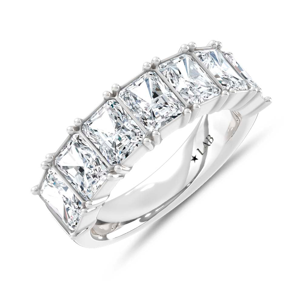 14K White Gold Lab Grown Diamond Radiant Cut Shape 4 Ct.Tw. Half Way Band  Picasso Gold & Diamond Jewelry