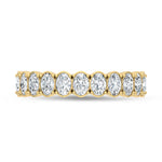 14K Yellow Gold Lab Grown Diamond 1 1/3 ct. tw. Oval Shape Wedding Band, side profile view showing the band
