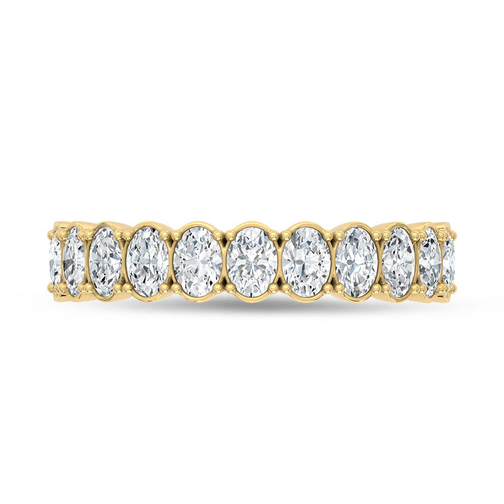 14K Yellow Gold Lab Grown Diamond 1 1/3 ct. tw. Oval Shape Wedding Band, side profile view showing the band
