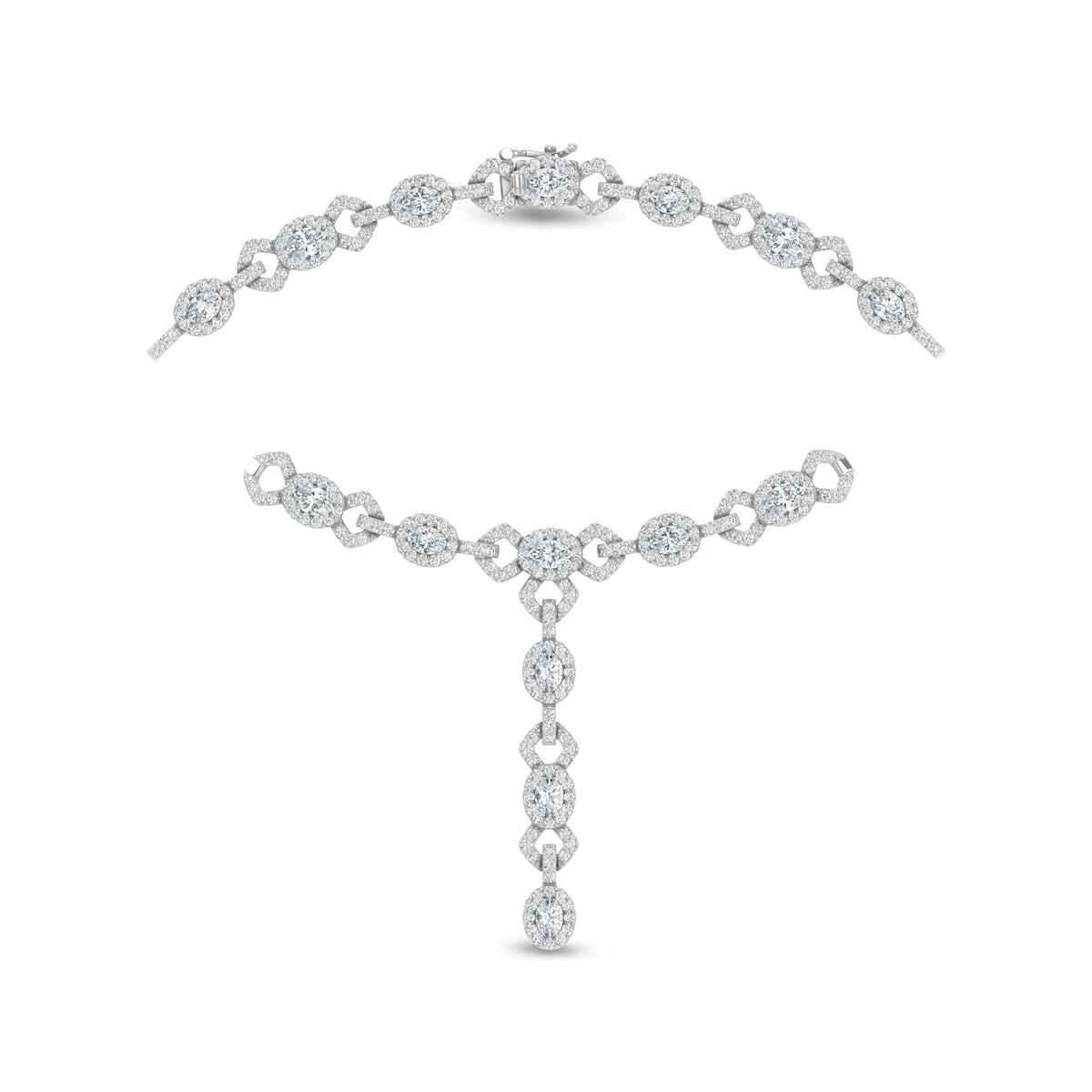 14K White Gold Lab Grown Diamond 16 3/4 Ct.Tw. Fashion Necklace  Picasso Gold & Diamond Jewelry