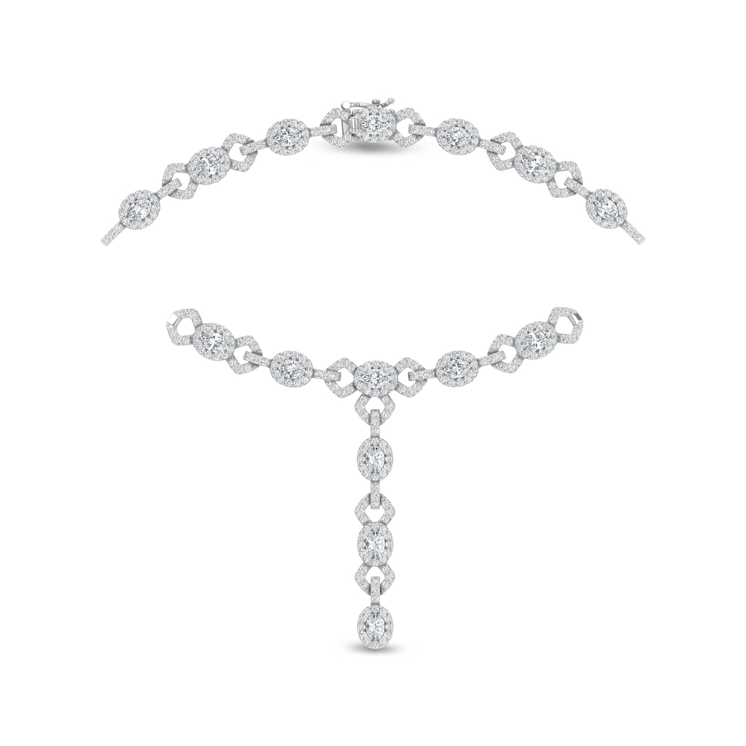 14K White Gold Lab Grown Diamond 16 3/4 Ct.Tw. Fashion Necklace  Picasso Gold & Diamond Jewelry