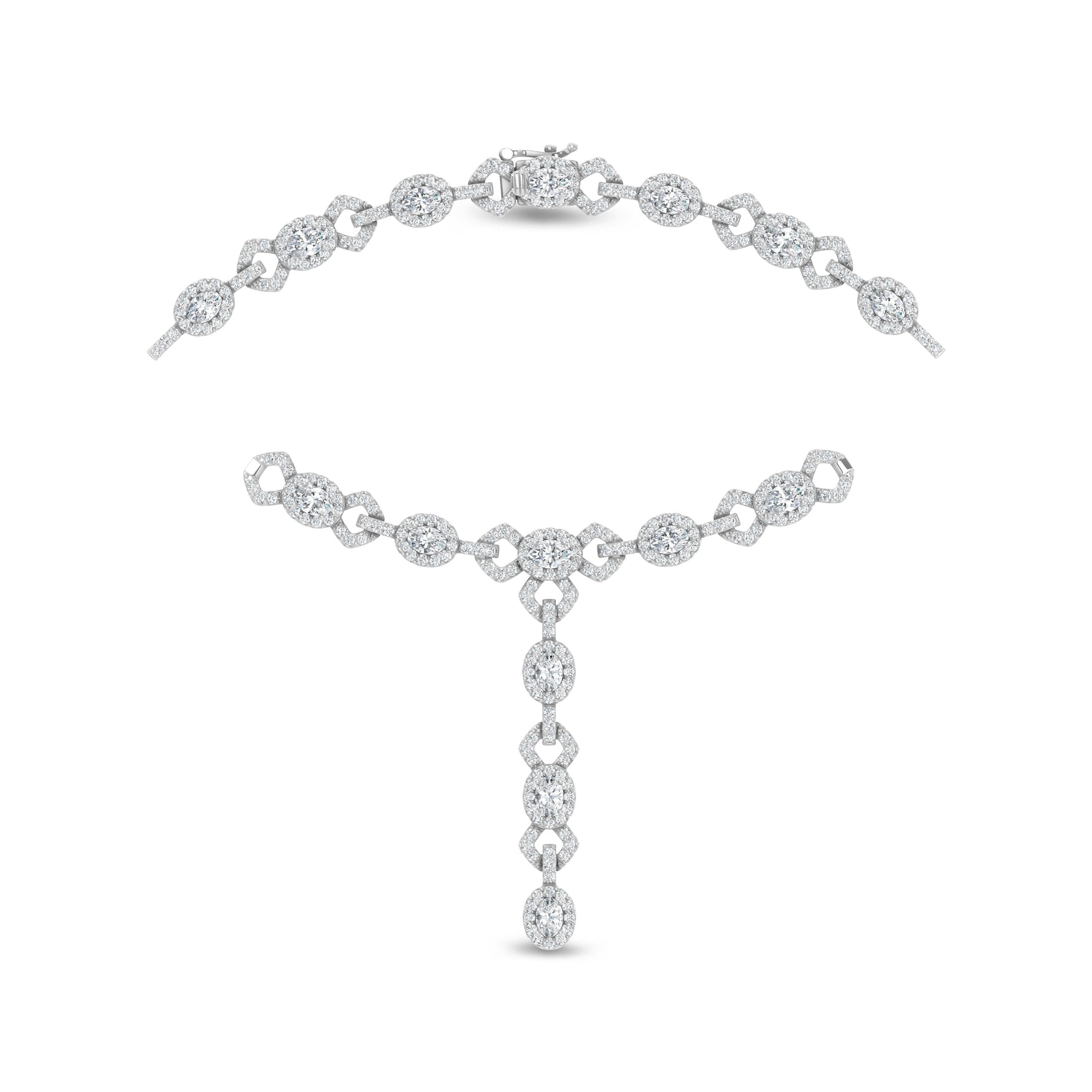 14K White Gold Lab Grown Diamond 16 3/4 Ct.Tw. Fashion Necklace  Picasso Gold & Diamond Jewelry
