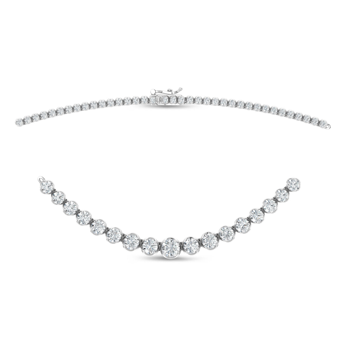 14K White Gold Lab Grown Diamond 7 3/4 Ct.Tw. Floating Necklace  Picasso Gold & Diamond Jewelry