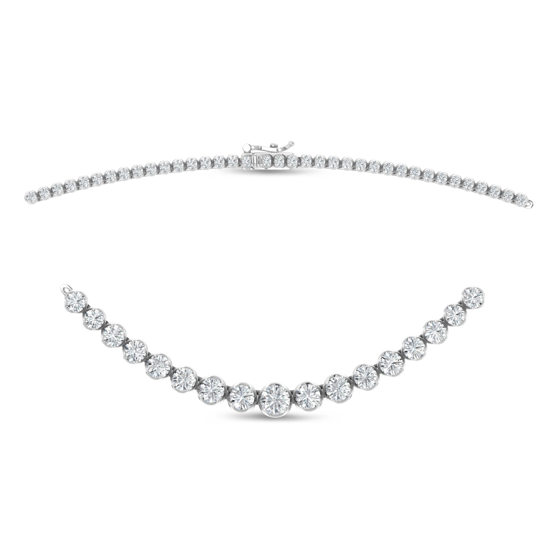 14K White Gold Lab Grown Diamond 7 3/4 Ct.Tw. Floating Necklace  Picasso Gold & Diamond Jewelry