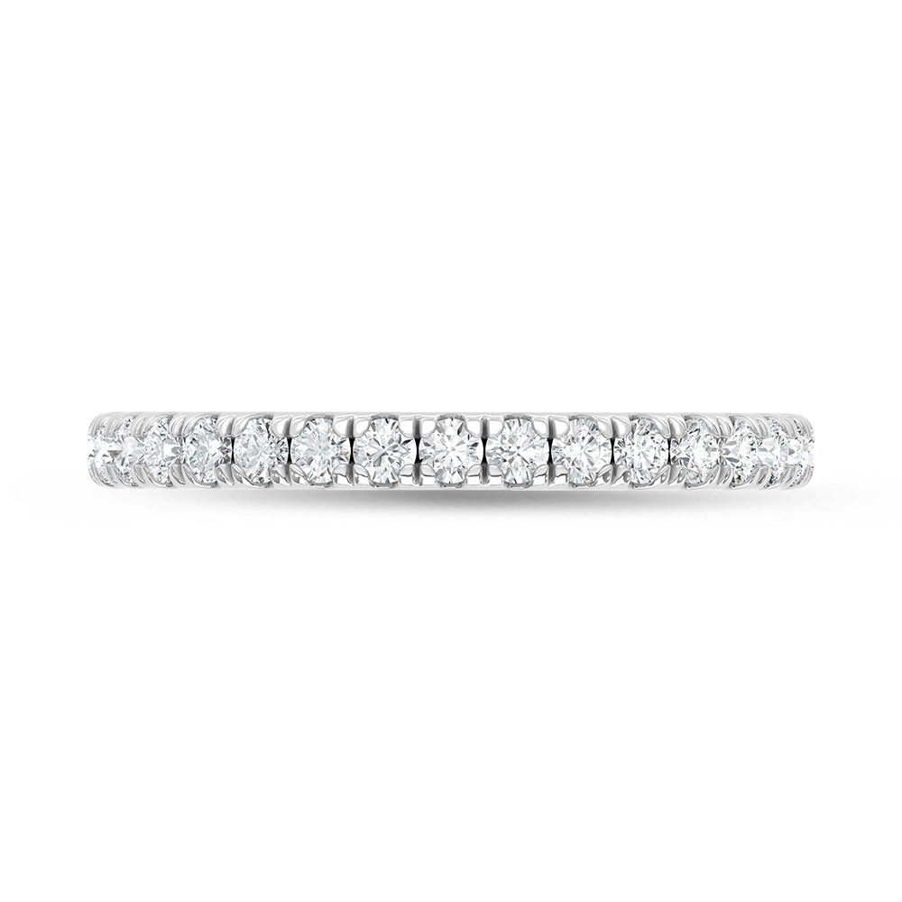 14K White Gold Lab Grown Diamond 3/8 ct. tw. Wedding Band, side profile view showing the band