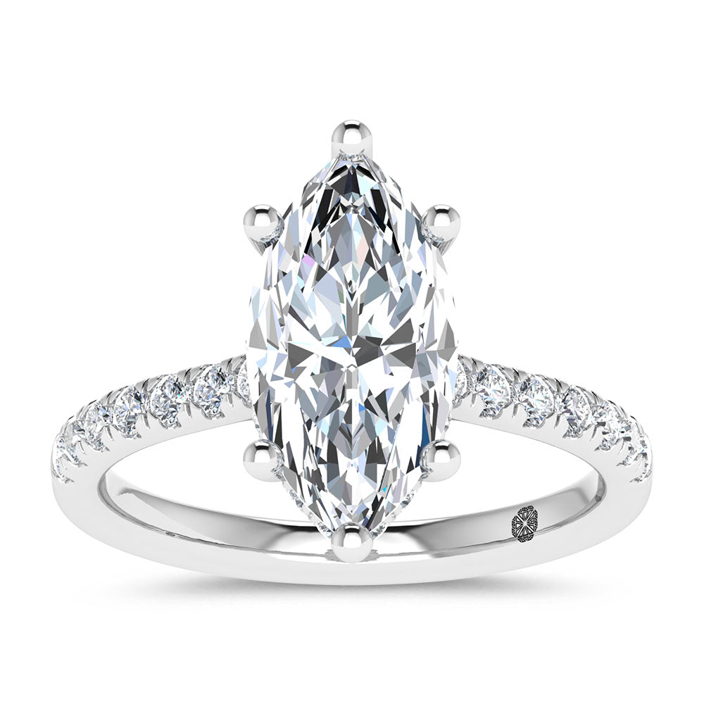 14K White Gold 3 3/8 Ct.Tw. Labgrown Diamond Marquise Shape Engagement Ring