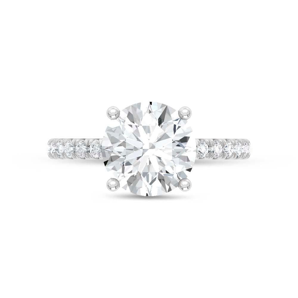 14K White Gold Lab Grown Diamond  3 3/8 Ct.Tw. Round Hidden Halo Engagement Ring (IGI Certified Center 3ct)