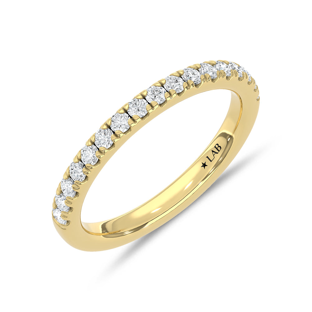 14K Yellow Gold Lab Grown Diamond 3/8 ct. tw. Wedding Band, top view of the diamonds